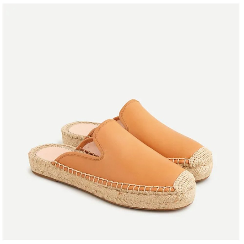 J. Crew Toasted Wheat Leather Espadrille Mules NWT